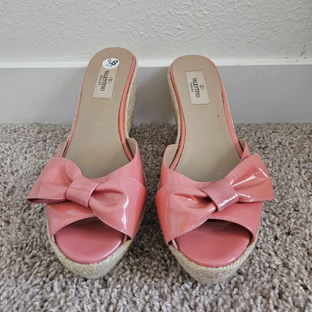 Valentino Pink Bow Wedge Sandals
